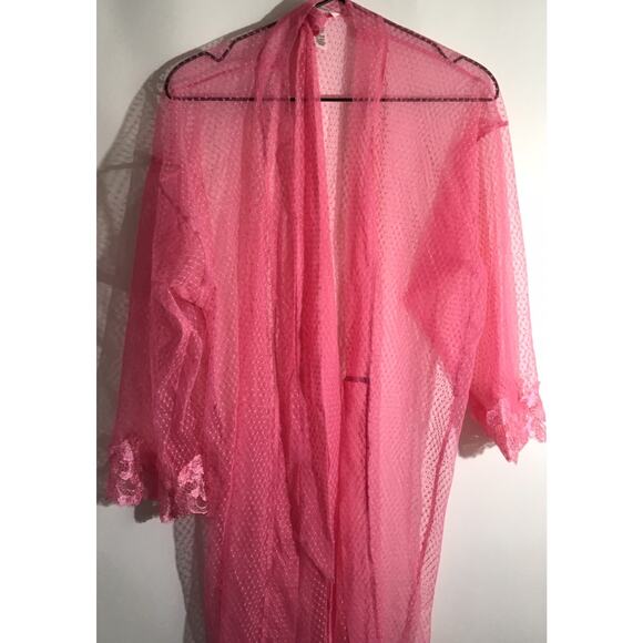 Victoria's Secret Sheer Boho Floral Embroidery Short Robe Pink Women's Size XS - Picture 2 of 5